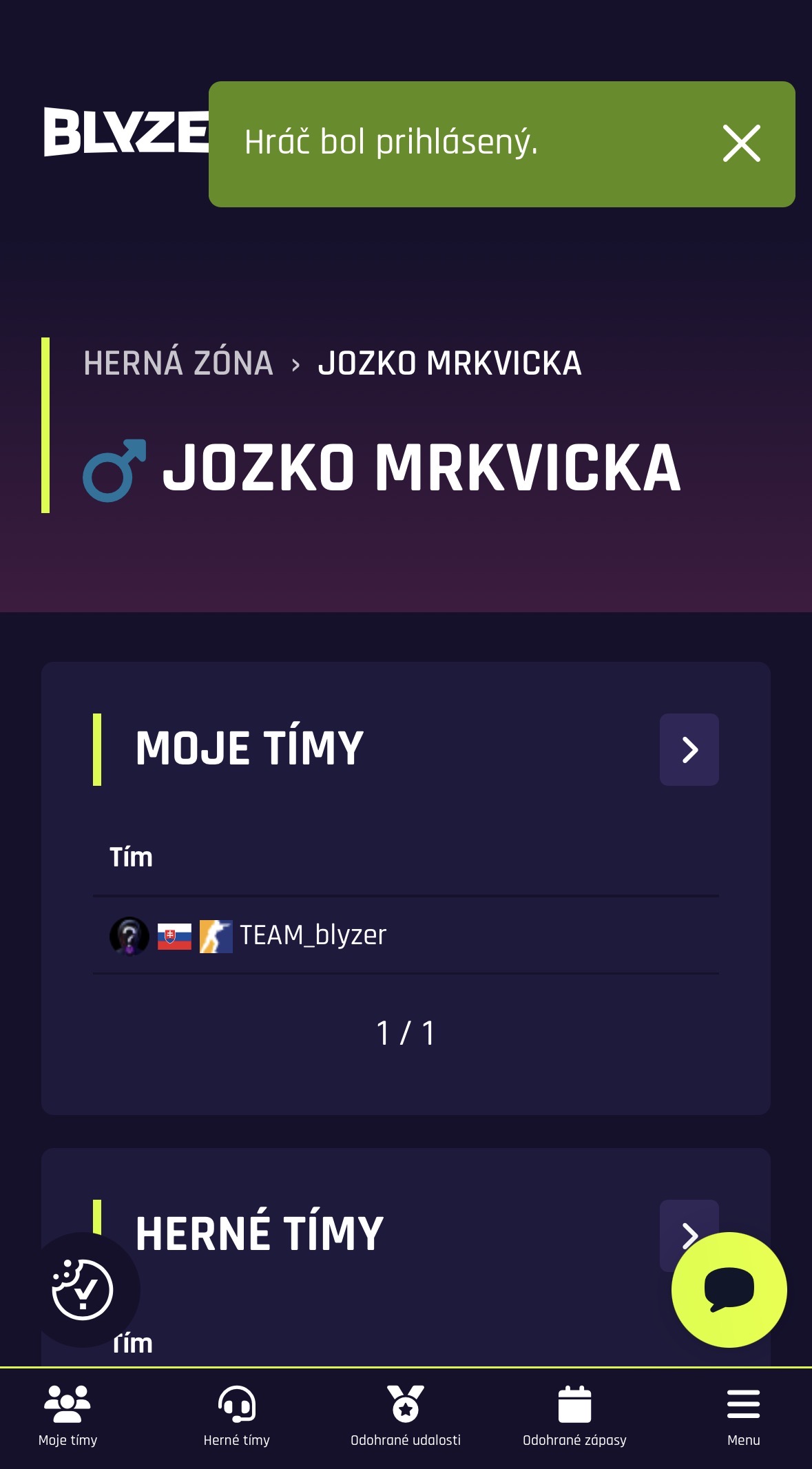 Prihlásenie do účtu Blyzer